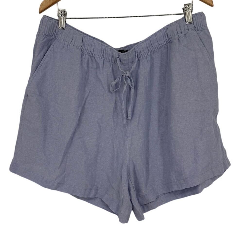 Tahari Linen Shorts Lavender Blue Summer Breathable SZ 1X Vacation Nautical